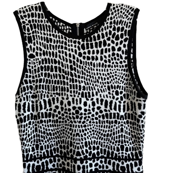 Karen Millen Fit & Flare Knit Sweater Dress Black & White Sz 4 - Picture 2 of 14